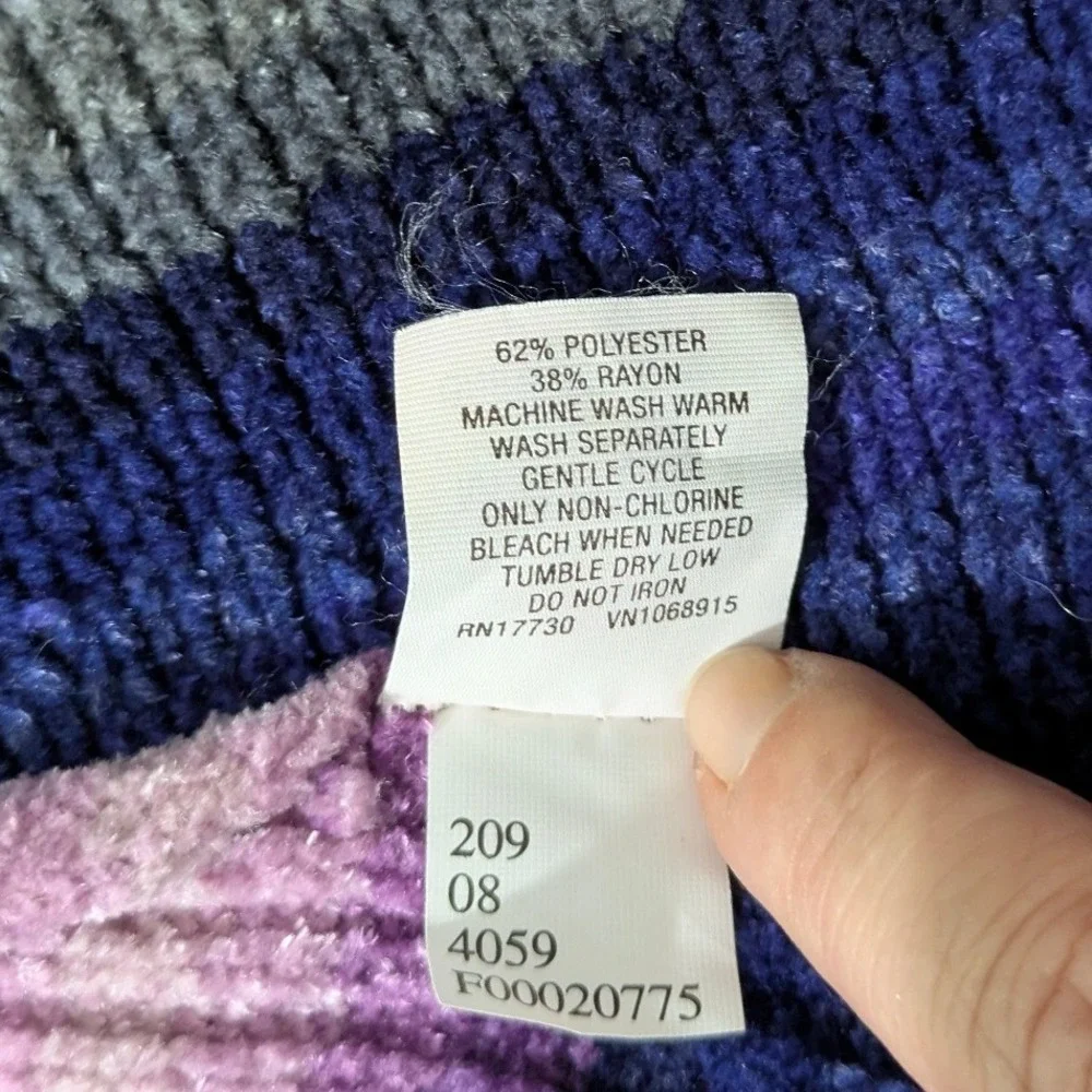 Merona Womens Purple Blue Pink Striped Chenille Ribbed Knit Winter Scarf